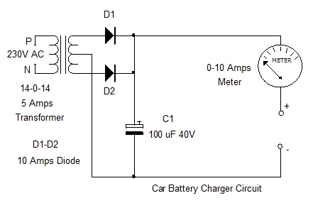 12 Volt Car Battery Charger Circuit Schematic